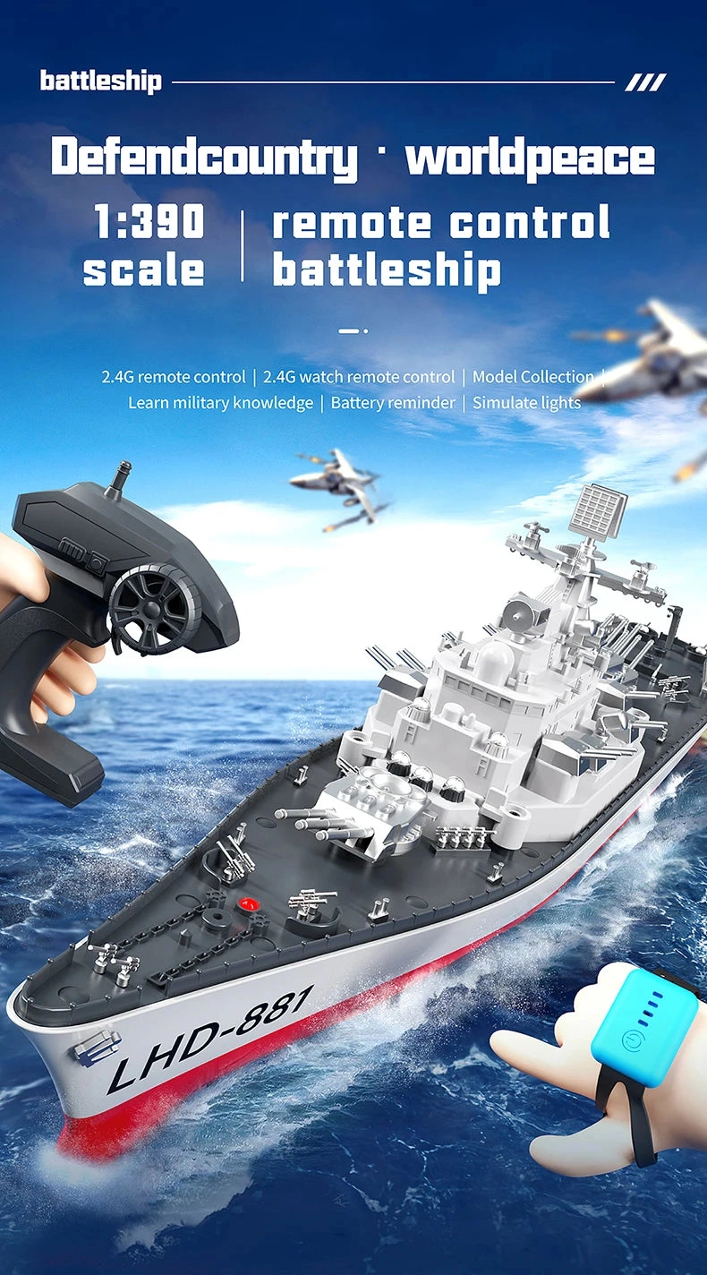 Remote Control Army Navy Destroyer - Epic Battleship Model, 2.4G RC Boat!